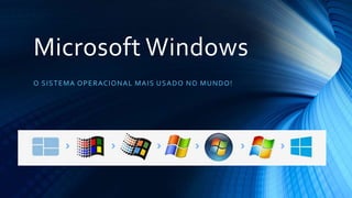 Microsoft Windows
O SISTEMA OPERACIONAL MAIS USADO NO MUNDO!
 
