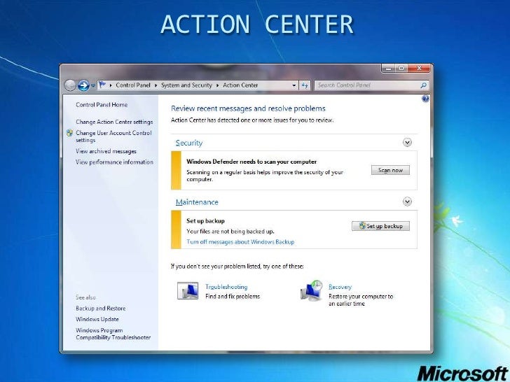 microsoft action center microsoft action center