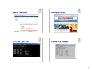 Correio Eletrônico   Navegador Web


                           Navegador de Internet




Linhas de Comando    Linhas de Comando




                                                   7
 