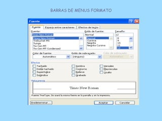 BARRAS DE MENUS FORMATO
 