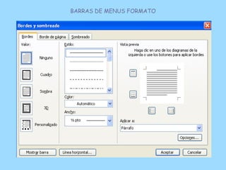 BARRAS DE MENUS FORMATO
 