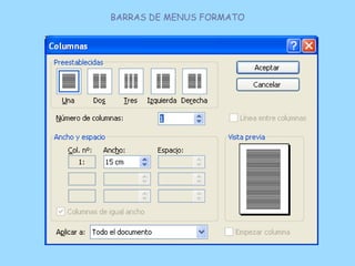BARRAS DE MENUS FORMATO
 