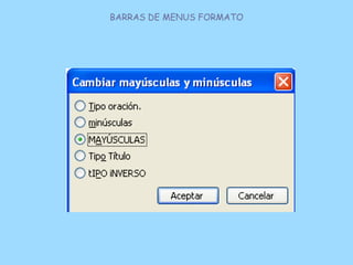 BARRAS DE MENUS FORMATO
 