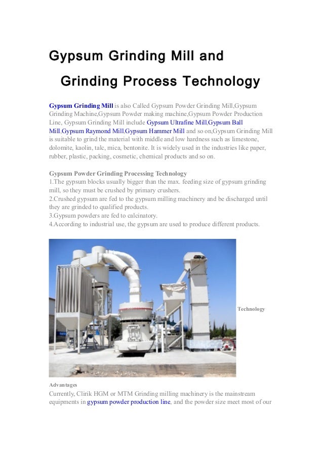 Gypsum Grinding Mill and Grinding Process Technology