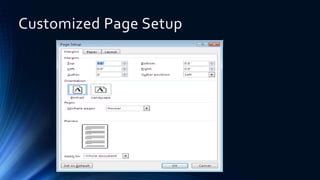 Customized Page Setup
 