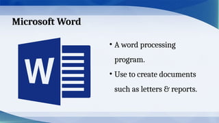 Report Writer Word Processor Program Microsoft office is very helpfull document | PPTX