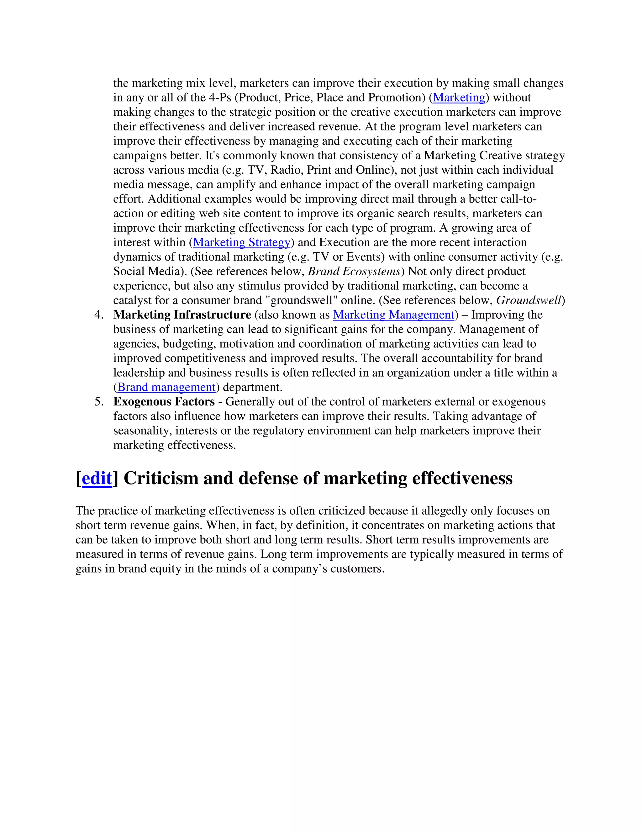 Market effectiveness