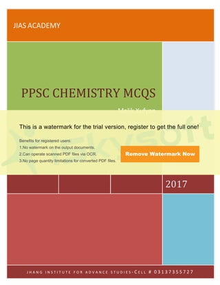 PPSC CHEMISTRY PAST PAPERS MCQS BY Malik XUFYAN