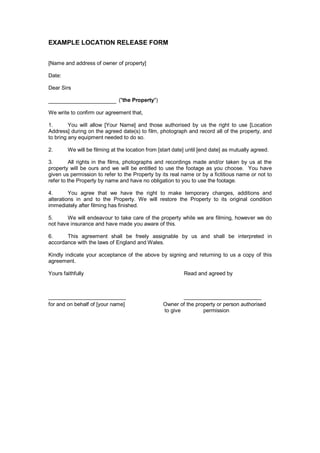 location release form | PDF