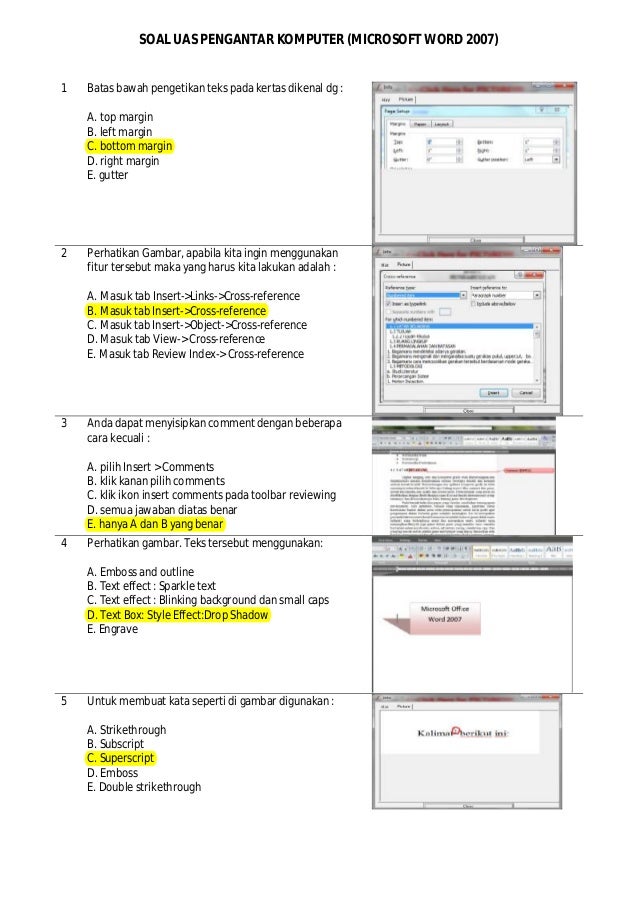 Contoh Soal Microsoft Word Beserta Jawabannya Kumpulan Soal Pelajaran 7