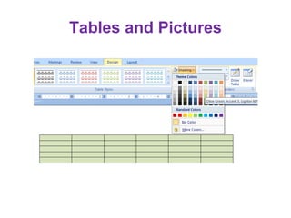 Tables and Pictures
 