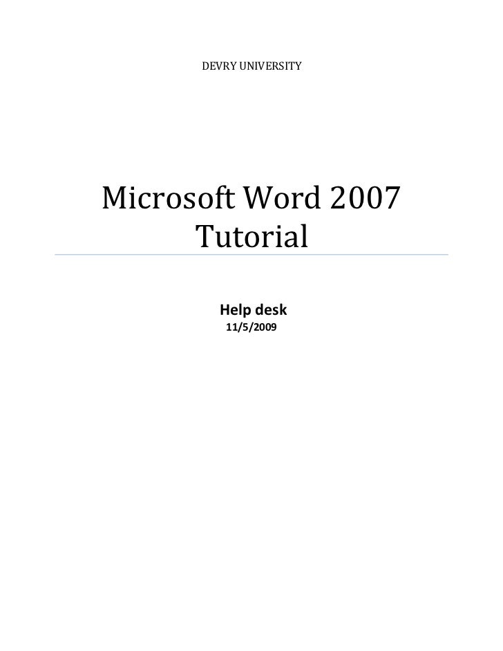Microsoft Word 2007 Tutorial