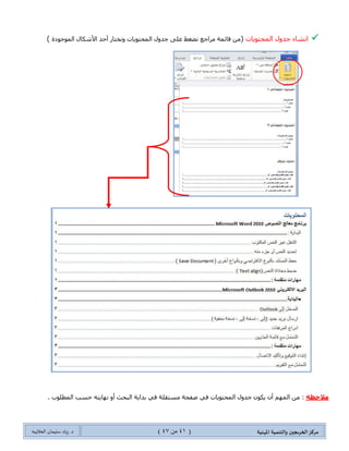 ‫مسكص‬‫امله‬ ‫والخىميت‬ ‫الخسيجين‬‫ىيت‬(40ٍ‫ي‬44)‫شٍاد‬ .‫د‬‫طليمان‬‫ـ‬ً‫الحال‬‫ب‬‫ه‬
‫ض‬‫ظ‬( ‫ٔض‬ ً١ٍ‫جٌٕظٛص‬ ‫ِؼحٌؽ‬ ‫ذٍٔحِؽ‬Microsoft Word 2010)ُ‫غ‬‫جنط‬ْ‫ػٕٛج‬ ( ‫جٌّٕؾ‬ ‫ٔٛع‬ ٍ0‫نحص‬ ٛ٘ٚ )
‫جٌٕض‬ ٌْٛٚ ُ‫قؿ‬ ٍ١‫ْ١طغ‬ ٟٓ١‫جٌٍت‬ ْ‫ٌٍؼٕٛج‬:
‫ض‬‫ظ‬( ‫ٔض‬ ً١ٍ‫ِطمىِس‬ ‫ِٙحٌجش‬ ٚ ‫جٌرىج٠س‬)ُ‫غ‬‫جنط‬ْ‫ػٕٛج‬ ( ‫جٌّٕؾ‬ ‫ٔٛع‬ ٍ0ْ‫ٌٍؼٕٛج‬ ‫نحص‬ ٛ٘ٚ )‫جٌفٍػ١س‬
‫ض‬‫ظ‬( ‫ٔض‬ ً١ٍ‫جٌم‬ ..... ‫جٌّىطٛخ‬ ‫جٌٕض‬ ٍ‫ػر‬ ً‫جٌطٕم‬)ُ‫غ‬‫جنط‬ْ‫ػٕٛج‬ ( ‫جٌّٕؾ‬ ‫ٔٛع‬ ٍ2).
 