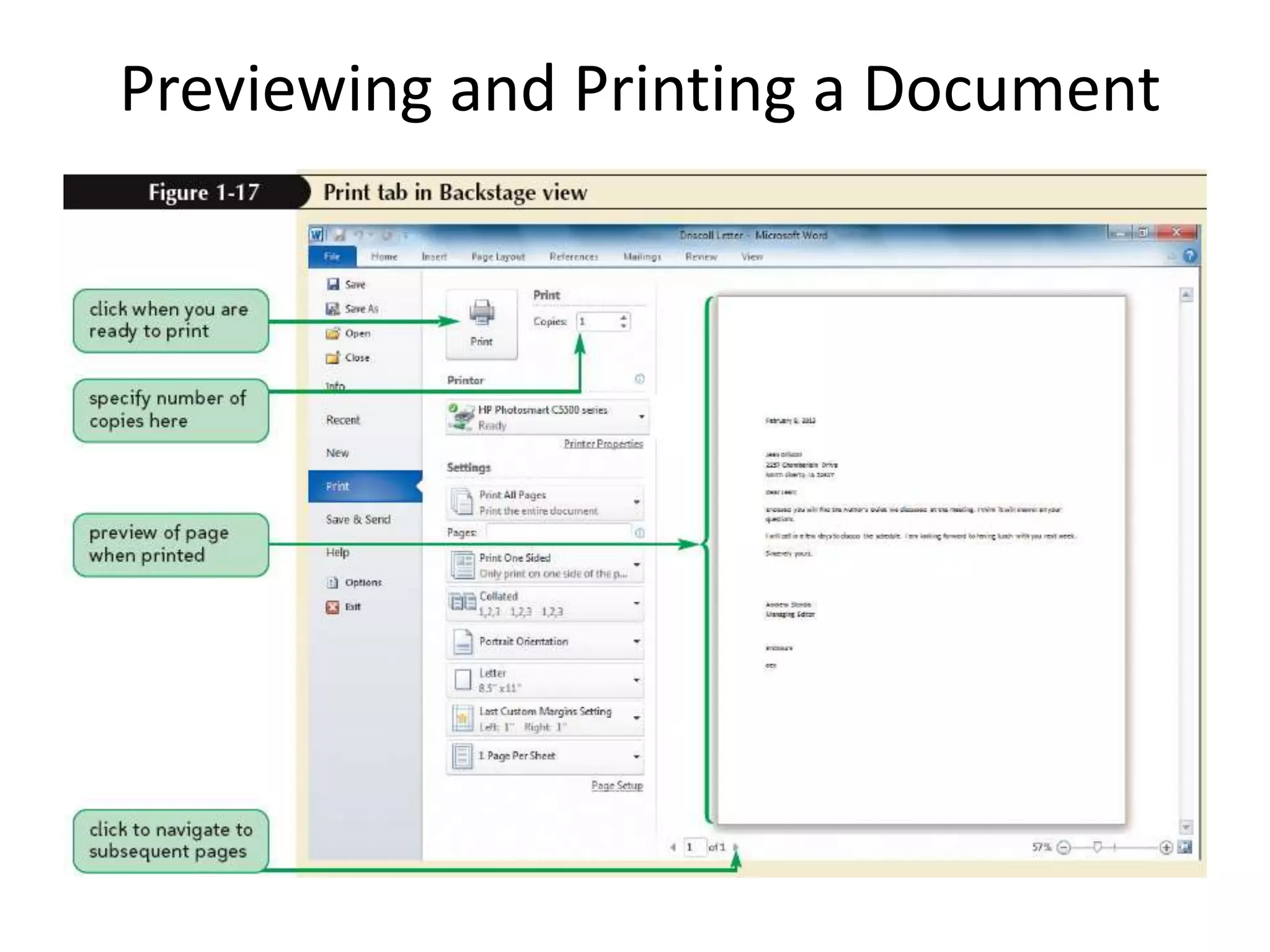 Previewing and Printing a Document
 