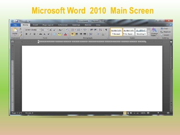 Parts Of A Microsoft Word 2010