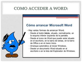 COMO ACCEDER A WORD:
 