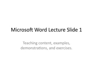 Example Lesson For Ms Word Comprehensive Microsoft Word Training: Examples, Demonstrations, and ...