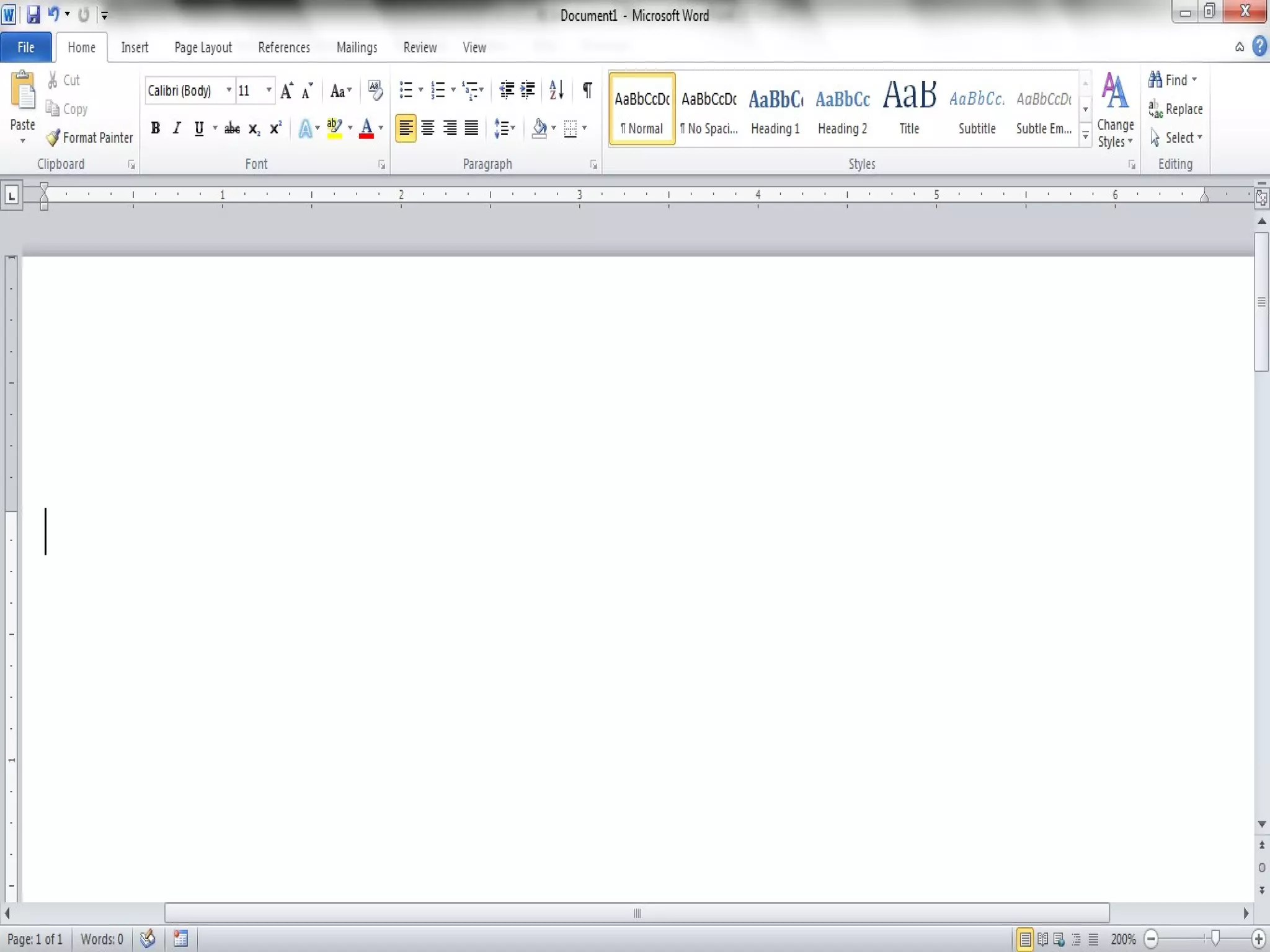 Screen Components
The opening screen for
Microsoft Word 2010 looks like this…
Click here when you are ready to continue…
 