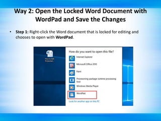 Microsoft Word Document Locked for Editing How to Unlock | PPTX