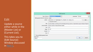 Microsoft Word Reference Manager for Researchers - Advanced | PPTX