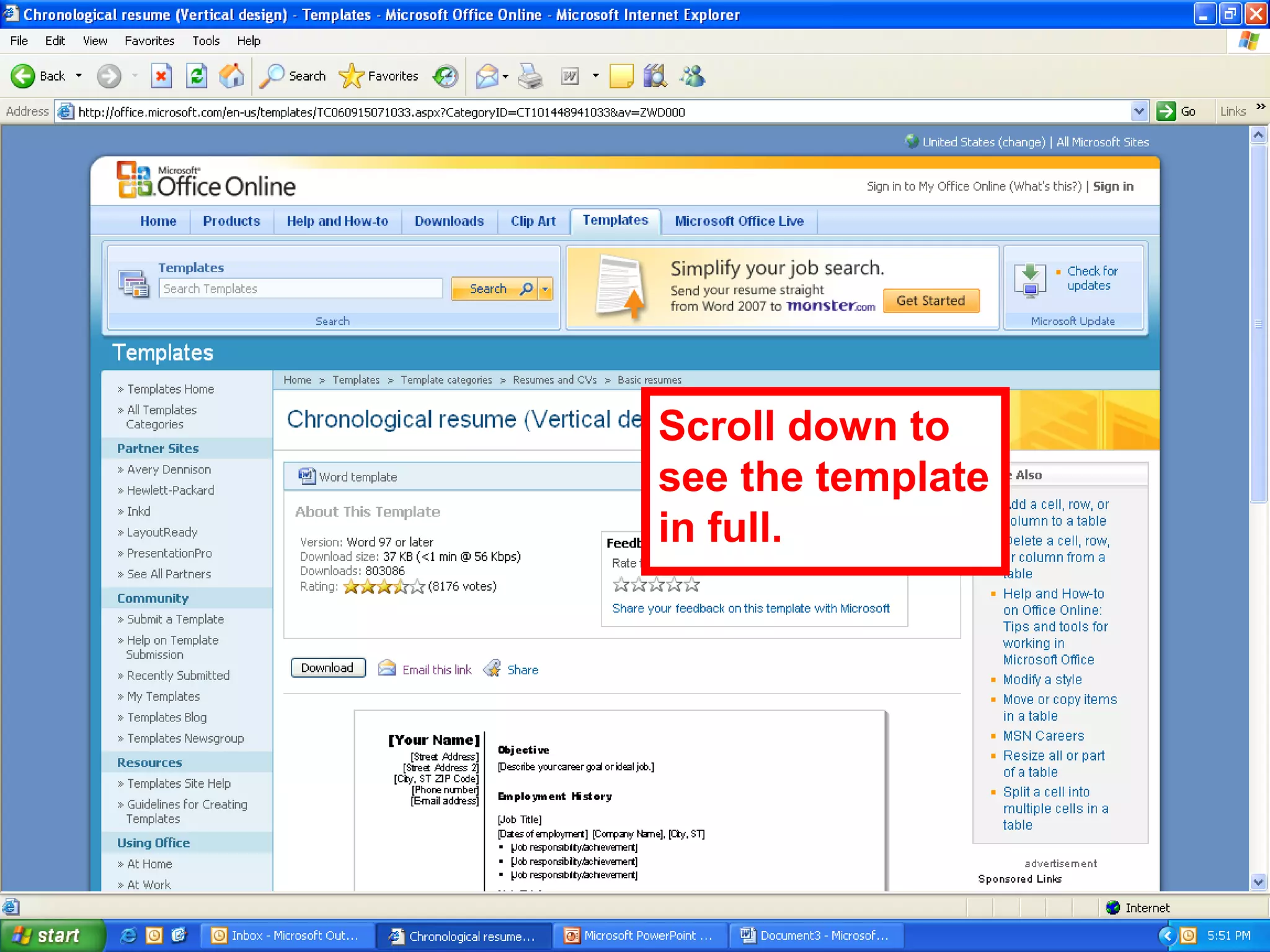 Scroll down to
see the template
in full.
 