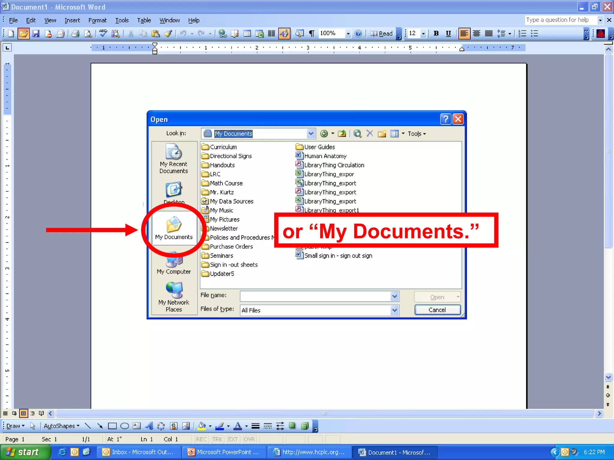 or “My Documents.”
 