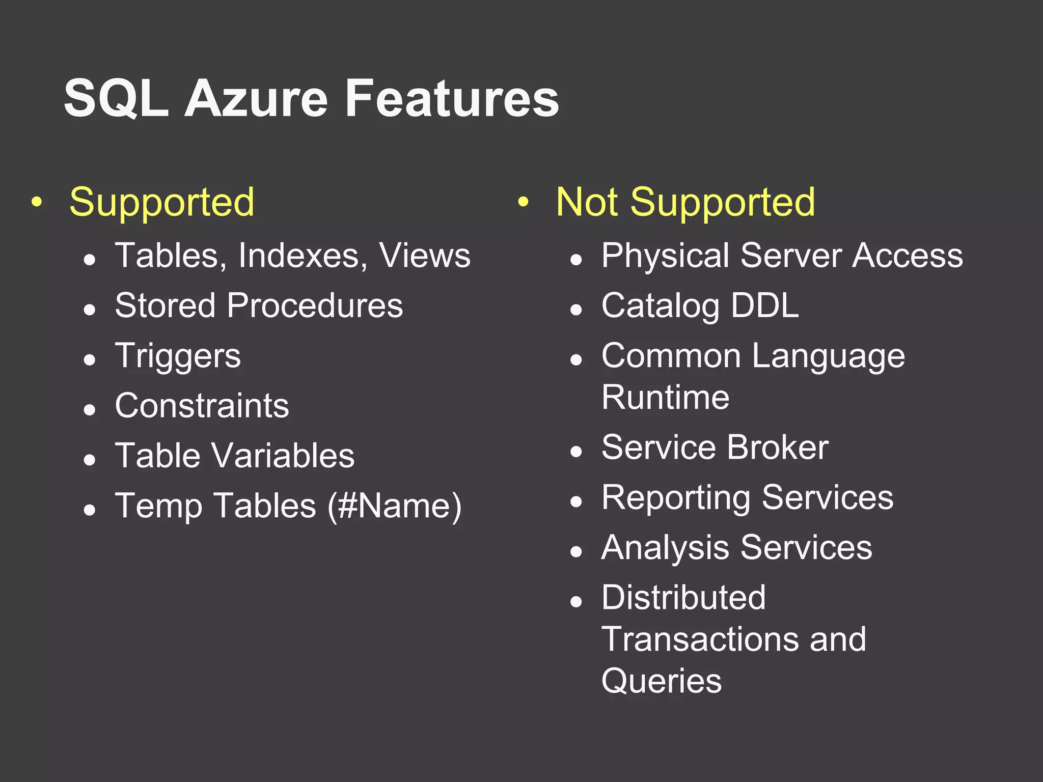 Loosely Coupled Work with QueuesWorker-Queue ModelLoad work in a queueMany workers consume the queueInput Queue (Work Items)Azure QueueWorker RoleWeb RoleWorker RoleWeb RoleWorker RoleWeb RoleWorker Role