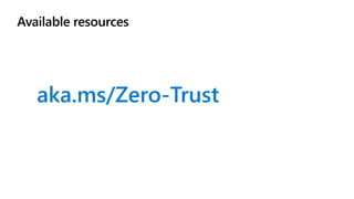 Available resources
aka.ms/Zero-Trust
 
