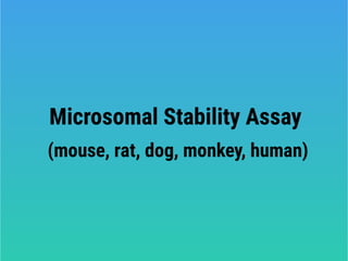 Microsomal Stability Assay
(mouse, rat, dog, monkey, human)
 