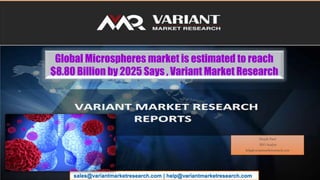 Dinesh Patel
SEO Analyst
help@variantmarketresearch.com
Global Microspheres market is estimated to reach
$8.80 Billion by 2025 Says , Variant Market Research
sales@variantmarketresearch.com | help@variantmarketresearch.com
 