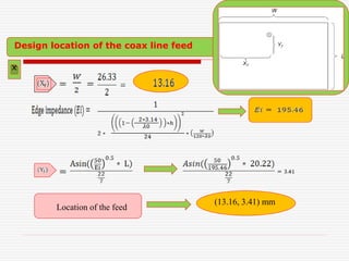 (13.16, 3.41) mm
Location of the feed
Design location of the coax line feed
x
 
