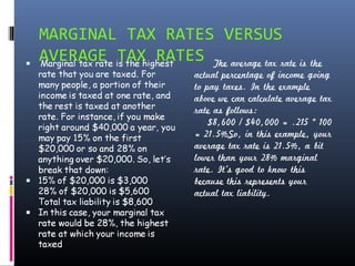 MARGINAL TAX RATES VERSUS
AVERAGE TAX RATES
 