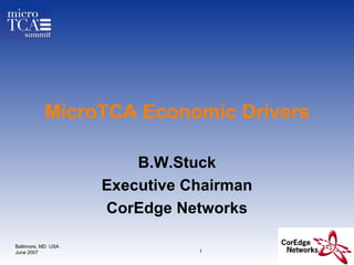 MicroTCA Economic Drivers B.W.Stuck Executive Chairman CorEdge Networks 