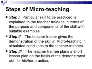 Microteaching Procedure Micro Teaching - Teaching skills, micro teaching cycle, micro teaching ...