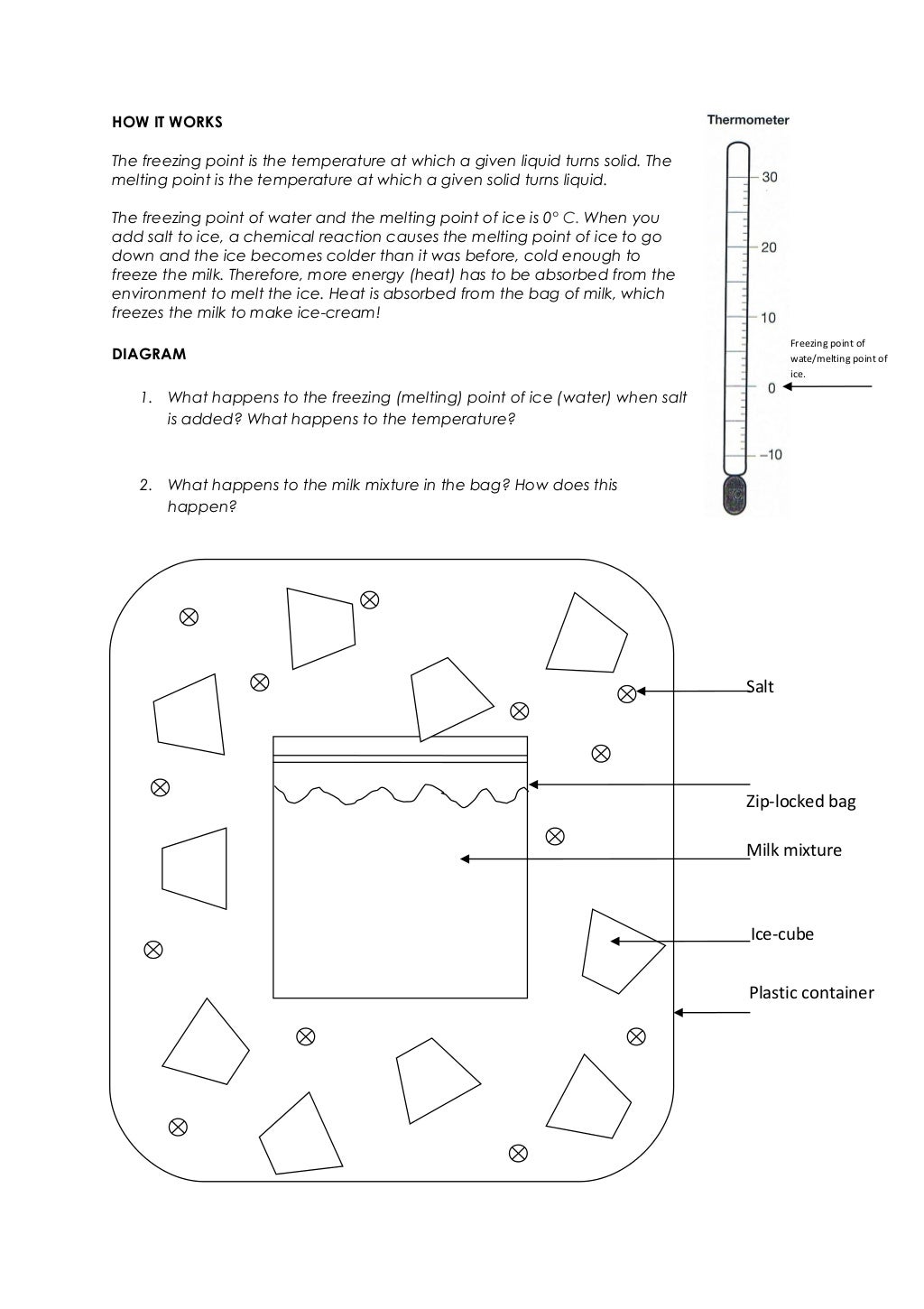 Junior Science PHYSICS (States of matter), homemade icecream activi…