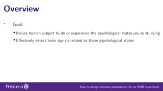 How to design stimulus presentation for a task-fMRI experiment | PDF