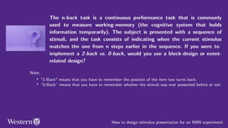 How to design stimulus presentation for a task-fMRI experiment | PDF