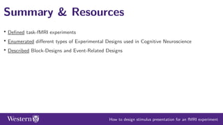 How to design stimulus presentation for a task-fMRI experiment | PDF