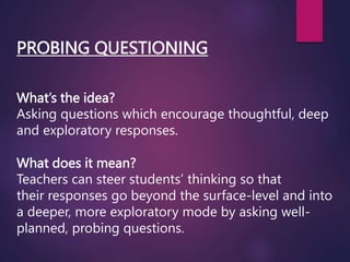 Probing Questions Activity Micro Teaching with skills and types and examples | PPTX