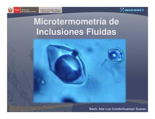Microtermometría de
Inclusiones Fluidas




            Bach. Ana Luz Condorhuaman Suarez
 