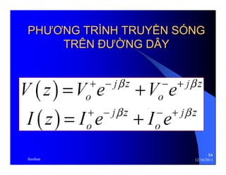 54 
PHƯƯƠƠNG TRÌNH TRUYỀỀN SÓNG 
TRÊN ĐĐƯƯỜỜNG DÂY 
thenhan 12/16/2011 
 