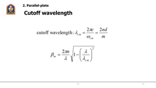 m
ndc
cm
cm
22
:hwavelengtcutoff 



2
1
2







cm
m
n





Cutoff wavelength
2. Parallel-plate
JIT 27
 