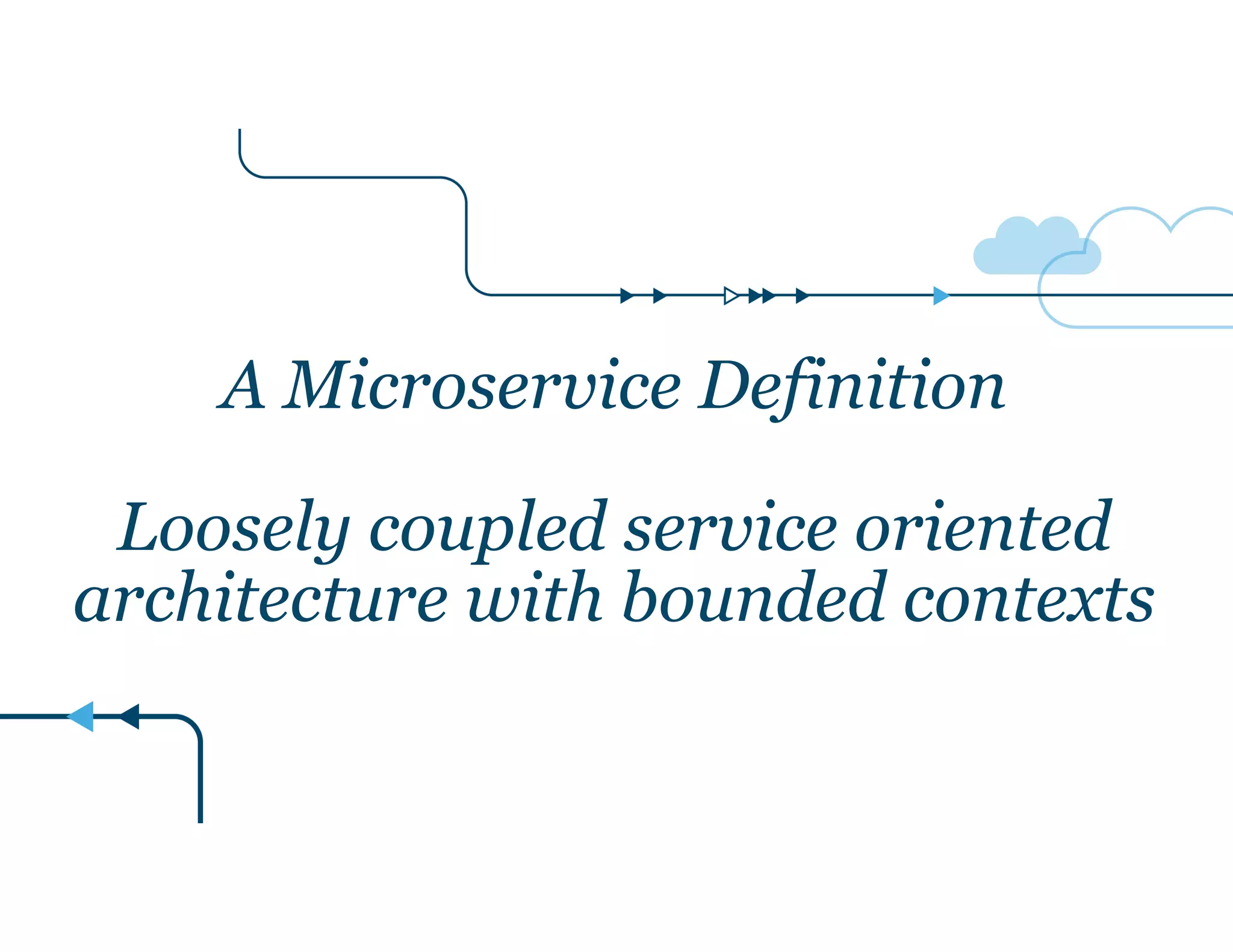 A Microservice Definition
!
Loosely coupled service oriented
architecture with bounded contexts
 