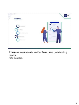 Este es el temario de la sesión. Selecciona cada botón y
conoce
más de ellos.
4
 