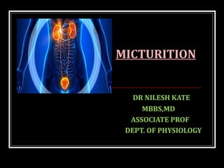DR NILESH KATE
MBBS,MD
ASSOCIATE PROF
DEPT. OF PHYSIOLOGY
MICTURITION
 