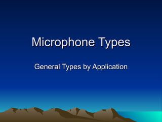 Microphone Types General Types by Application 