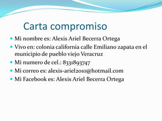 Nombre de la materia : operación de equipo de computo