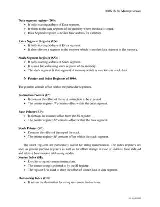 Microprocessor Unit 1 Notes, 8086 16 bit Microprocessor | PDF