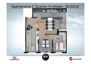 Apartamento 2 Quartos Ampliado– 69,32m2 
 