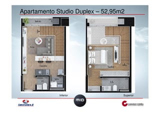 Apartamento Studio Duplex – 52,95m2 
Inferior Superior 
 